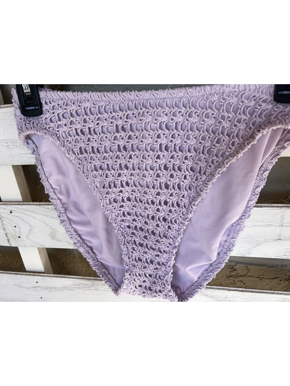 Vintage Victoria Secret Swim High Waist Bikini Bottom Size S Crochet